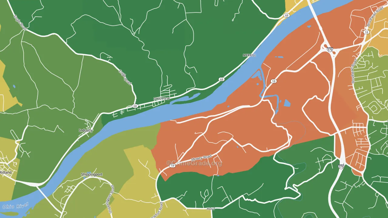 Ohioview, PA Map of Drug-Related Crime Rates