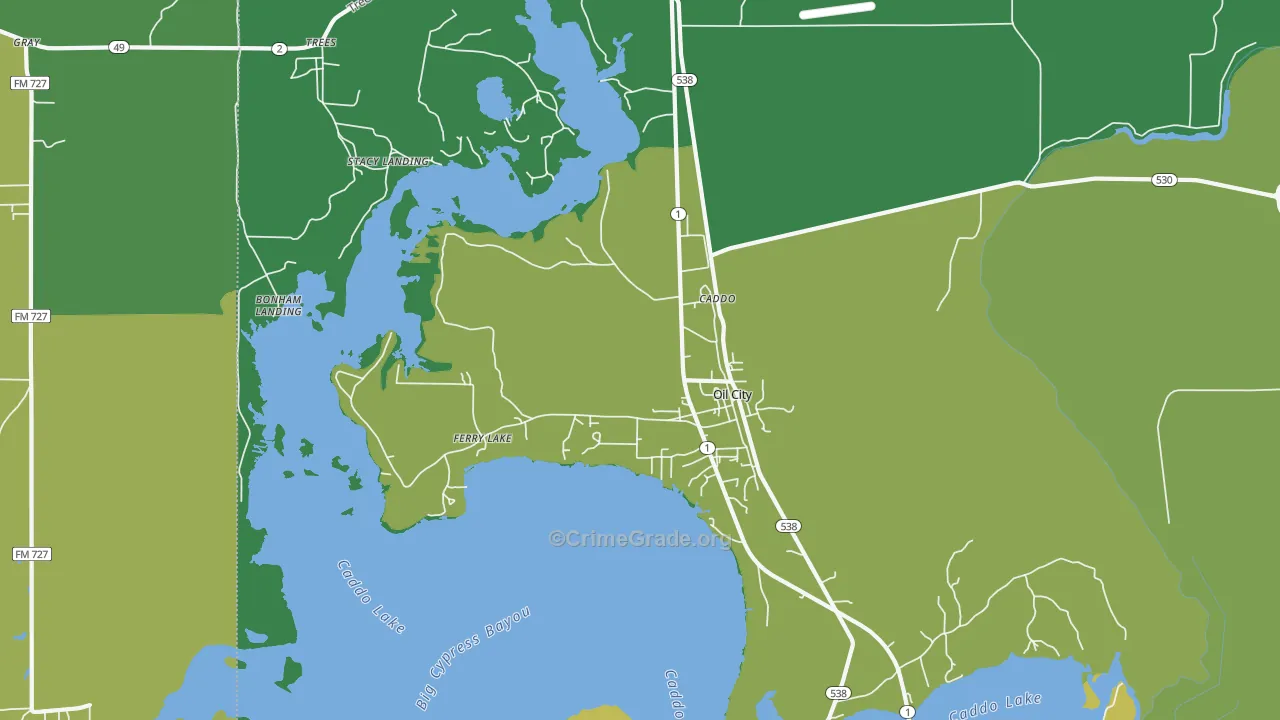 Oil City, LA Map of Drug-Related Crime Rates