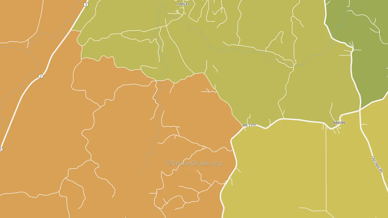 Oil City, MS Map of Drug-Related Crime Rates