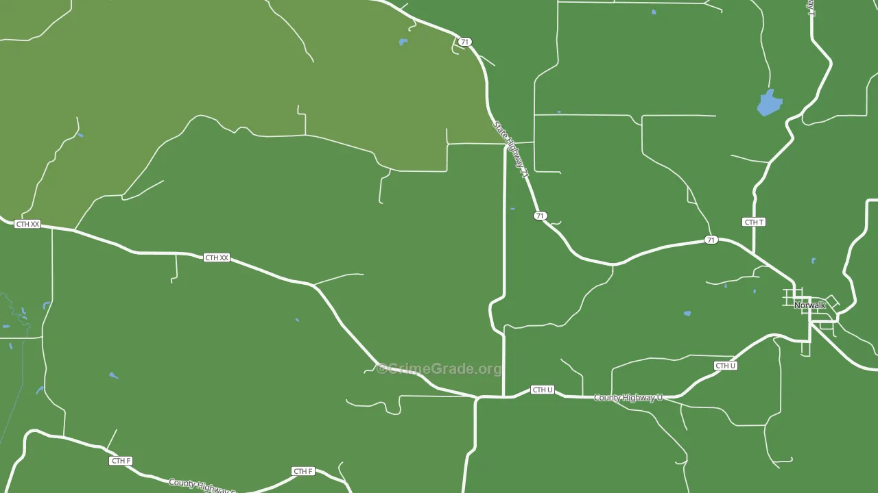 Oil City, WI Map of Drug-Related Crime Rates