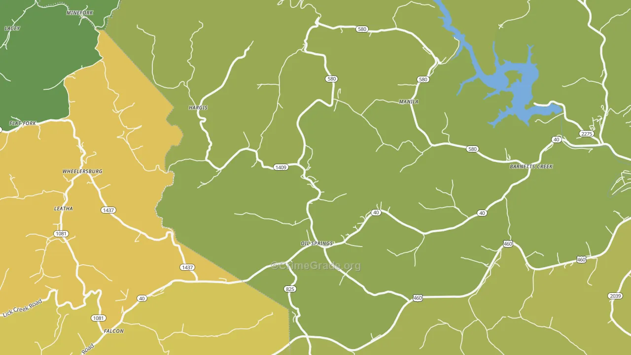 Oil Springs, KY Map of Drug-Related Crime Rates