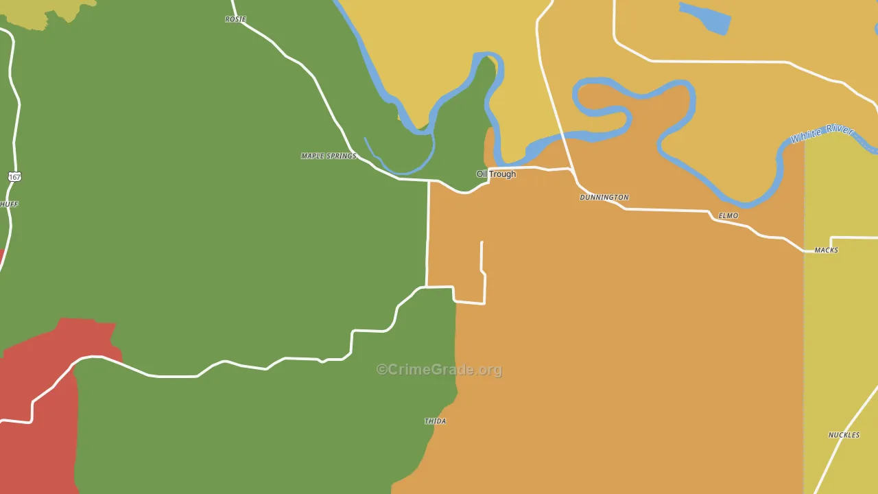 Oil Trough, AR Map of Drug-Related Crime Rates