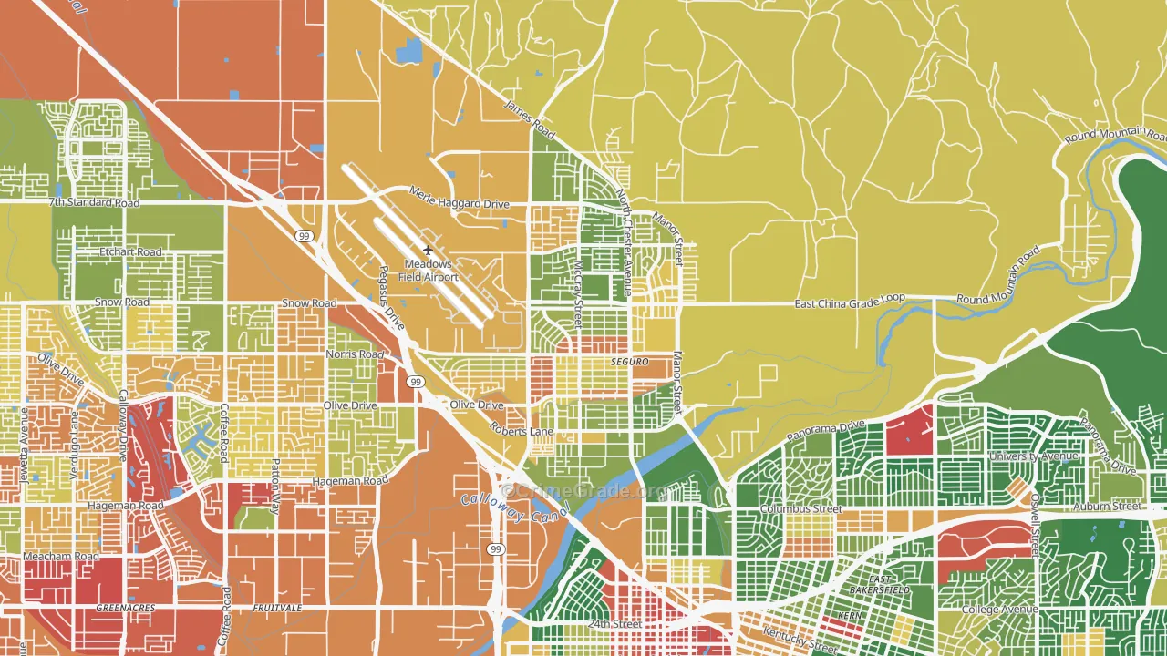 Oildale, CA Map of Drug-Related Crime Rates