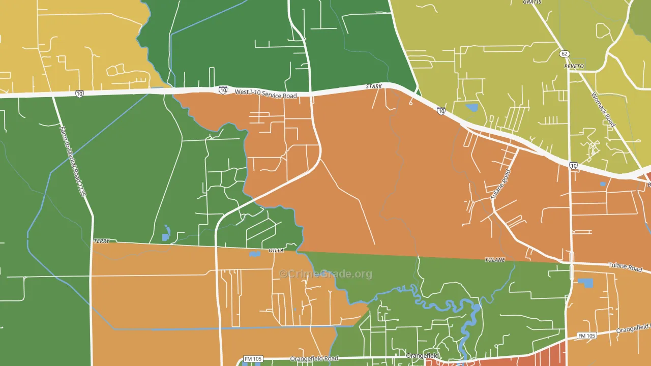 Oilla, TX Map of Drug-Related Crime Rates