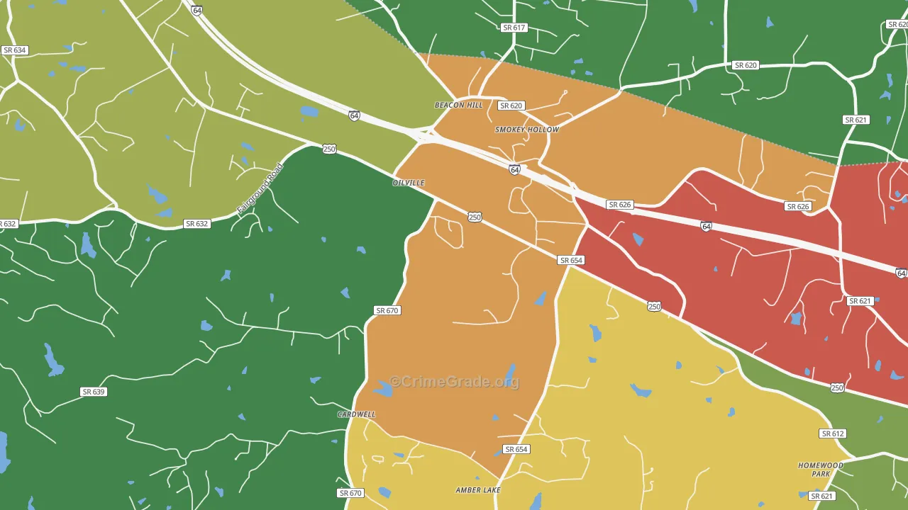 Oilville, VA Map of Drug-Related Crime Rates