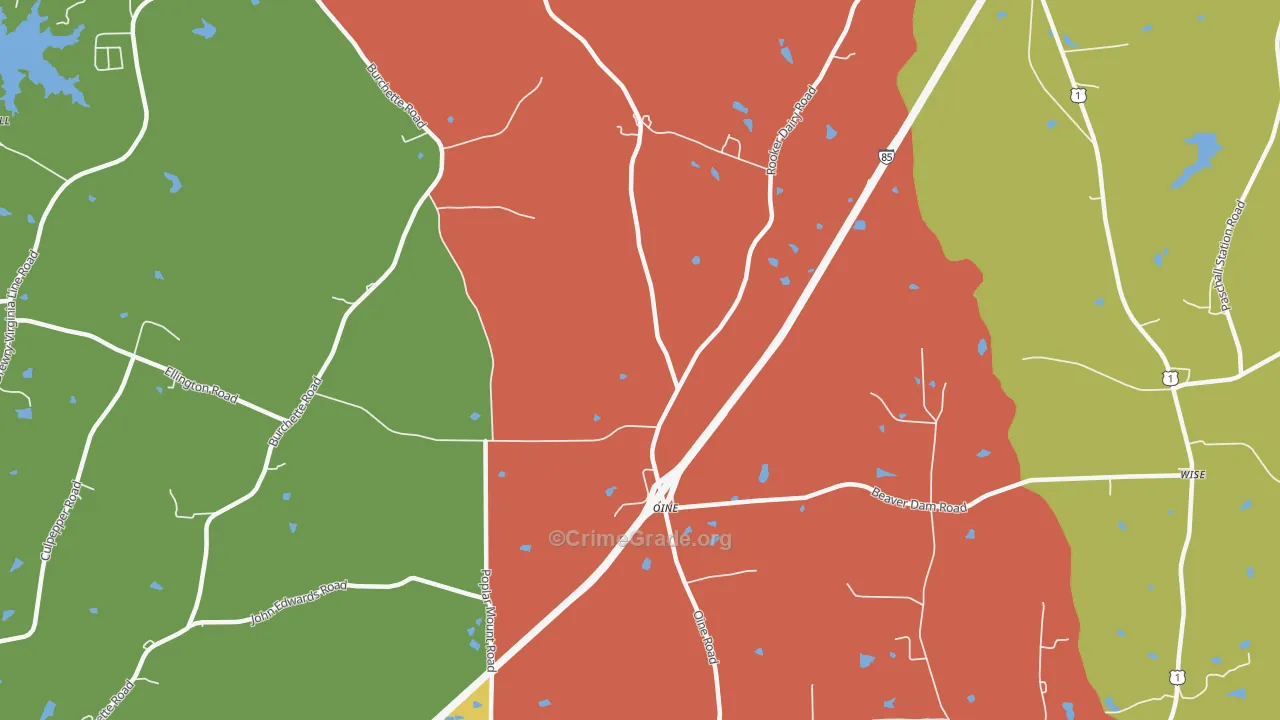 Oine, NC Map of Drug-Related Crime Rates