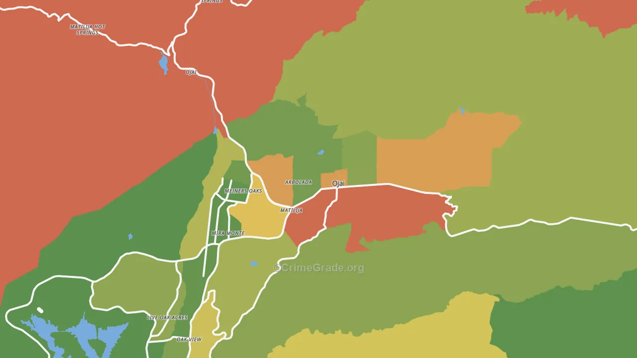 Ojai, CA Map of Drug-Related Crime Rates