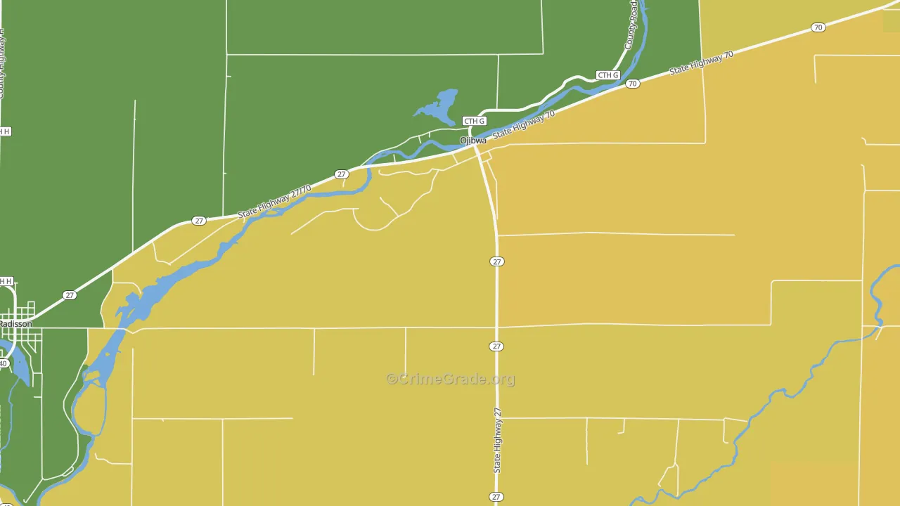Ojibwa, WI Map of Drug-Related Crime Rates