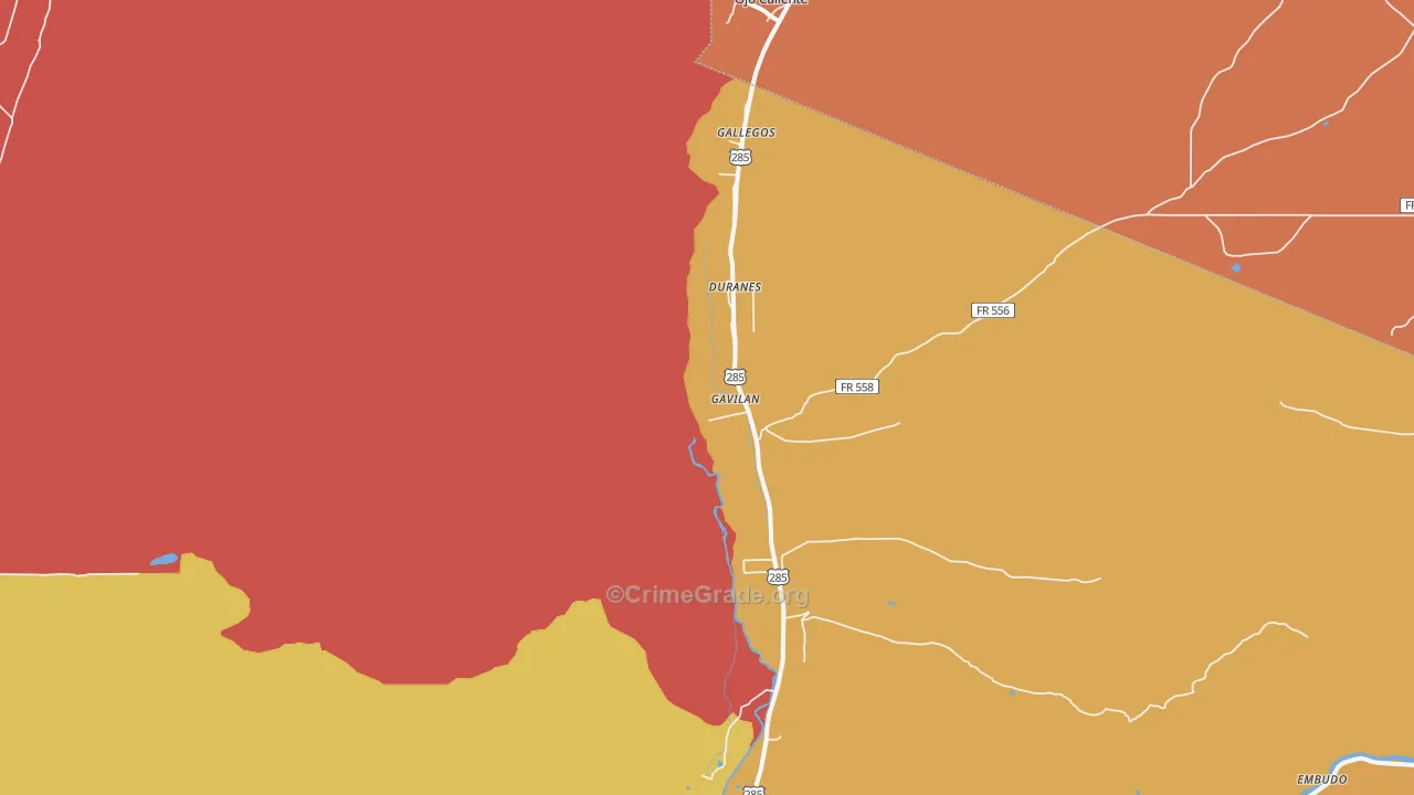 Ojo Caliente, NM Map of Drug-Related Crime Rates