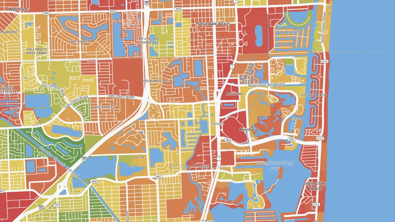 Ojus, FL Map of Drug-Related Crime Rates
