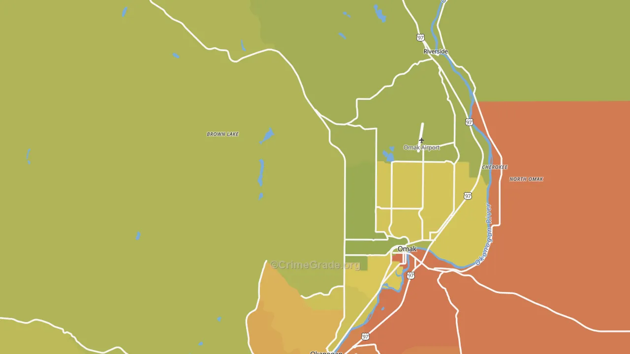 Okanogan County, WA Map of Drug-Related Crime Rates