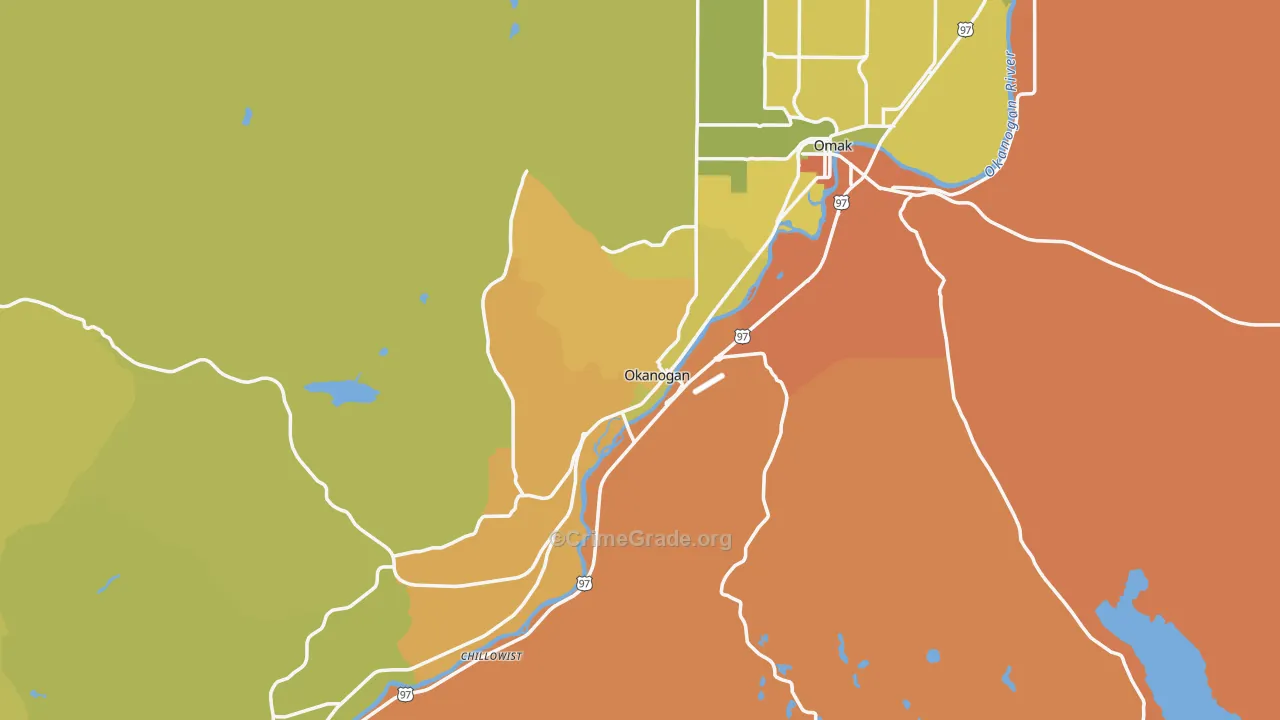Okanogan, WA Map of Drug-Related Crime Rates