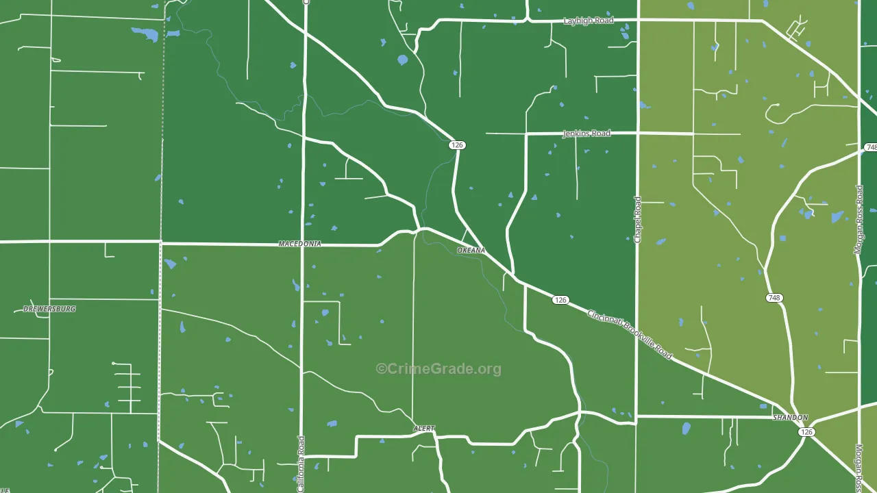 Okeana, OH Map of Drug-Related Crime Rates