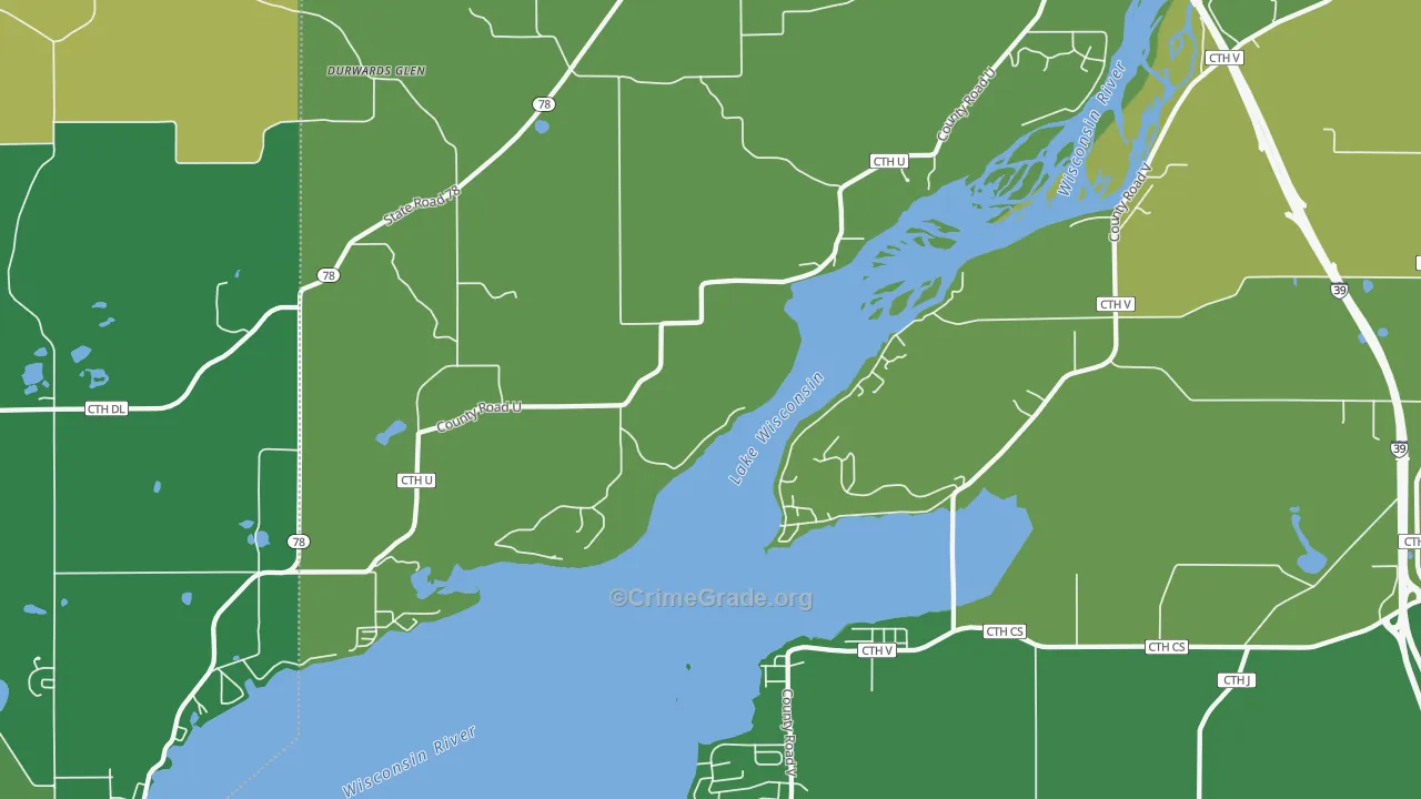 Okee, WI Map of Drug-Related Crime Rates