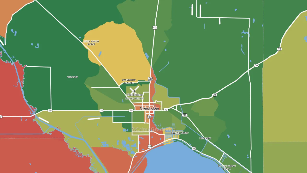 Okeechobee County, FL Map of Drug-Related Crime Rates