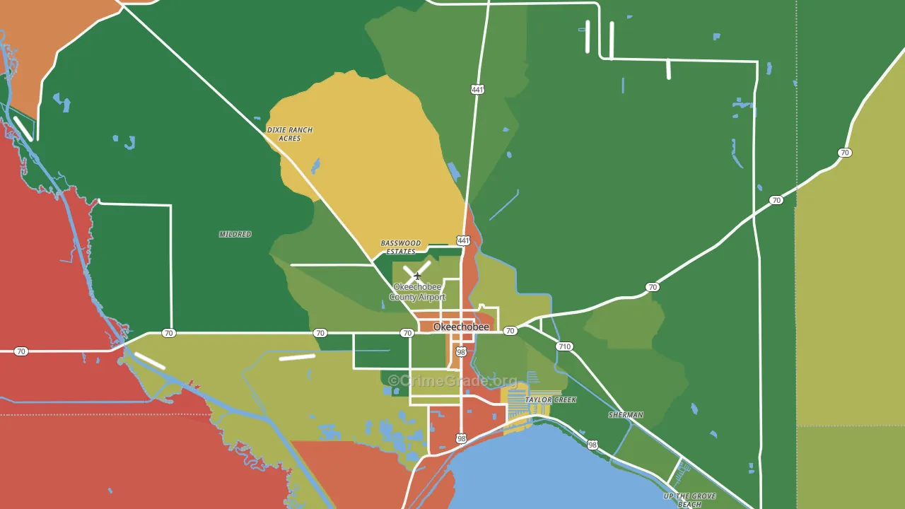 Okeechobee, FL Map of Drug-Related Crime Rates