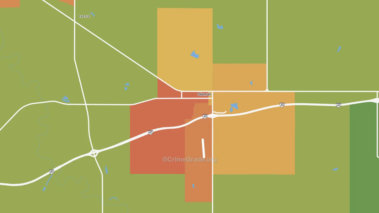 Okemah, OK Map of Drug-Related Crime Rates