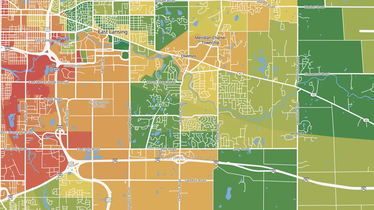 Okemos, MI Map of Drug-Related Crime Rates