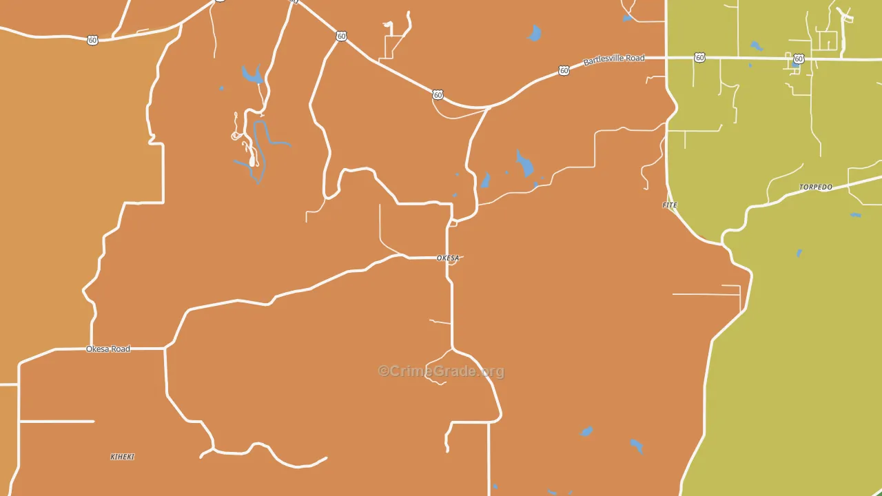 Okesa, OK Map of Drug-Related Crime Rates