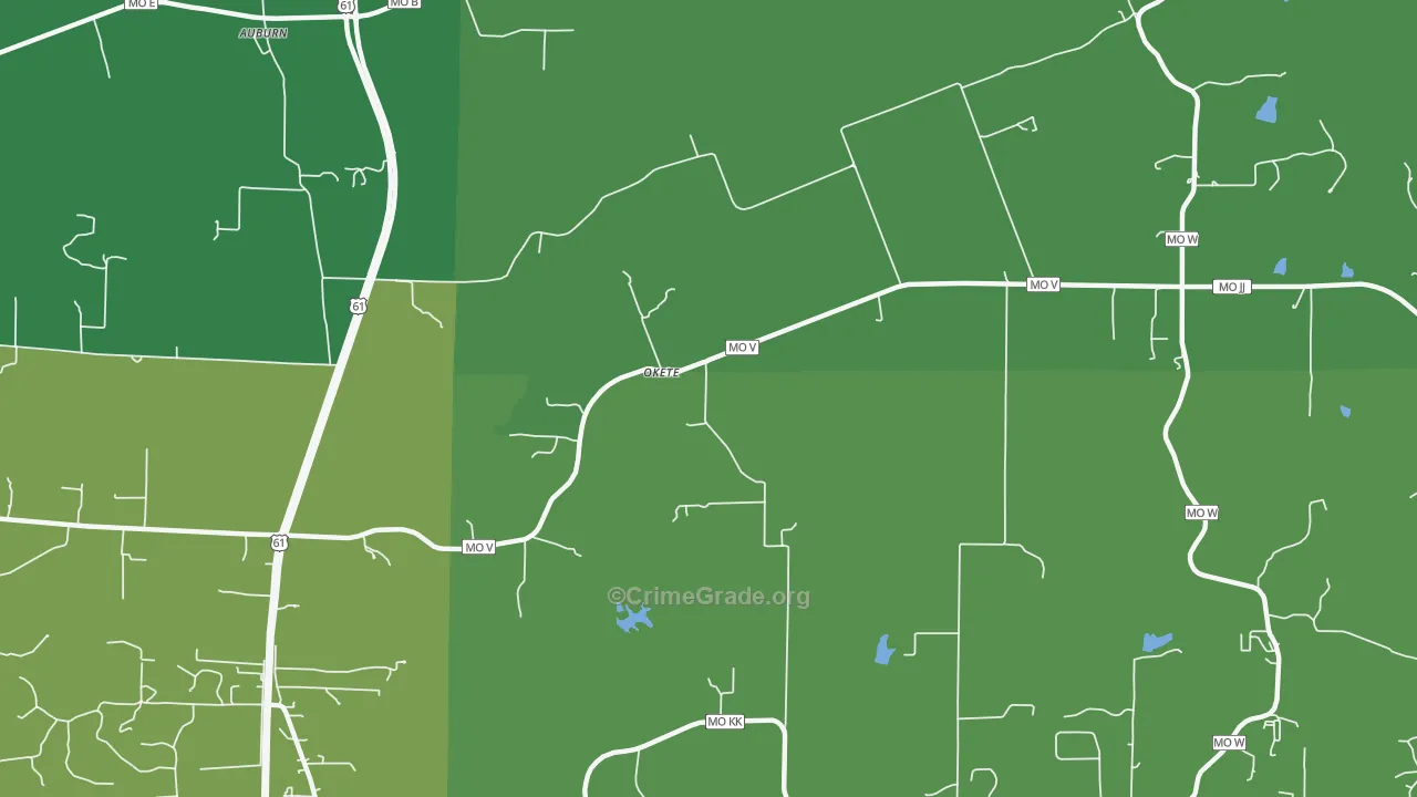 Okete, MO Map of Drug-Related Crime Rates