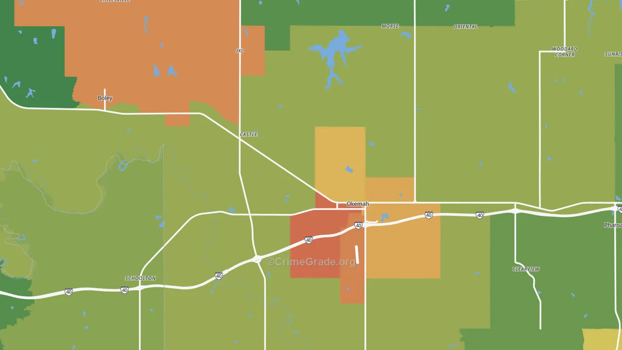 Okfuskee County, OK Map of Drug-Related Crime Rates