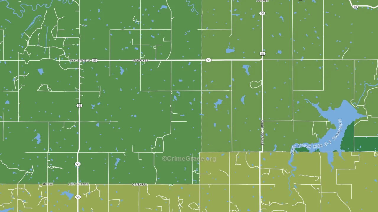 Okfuskee, OK Map of Drug-Related Crime Rates