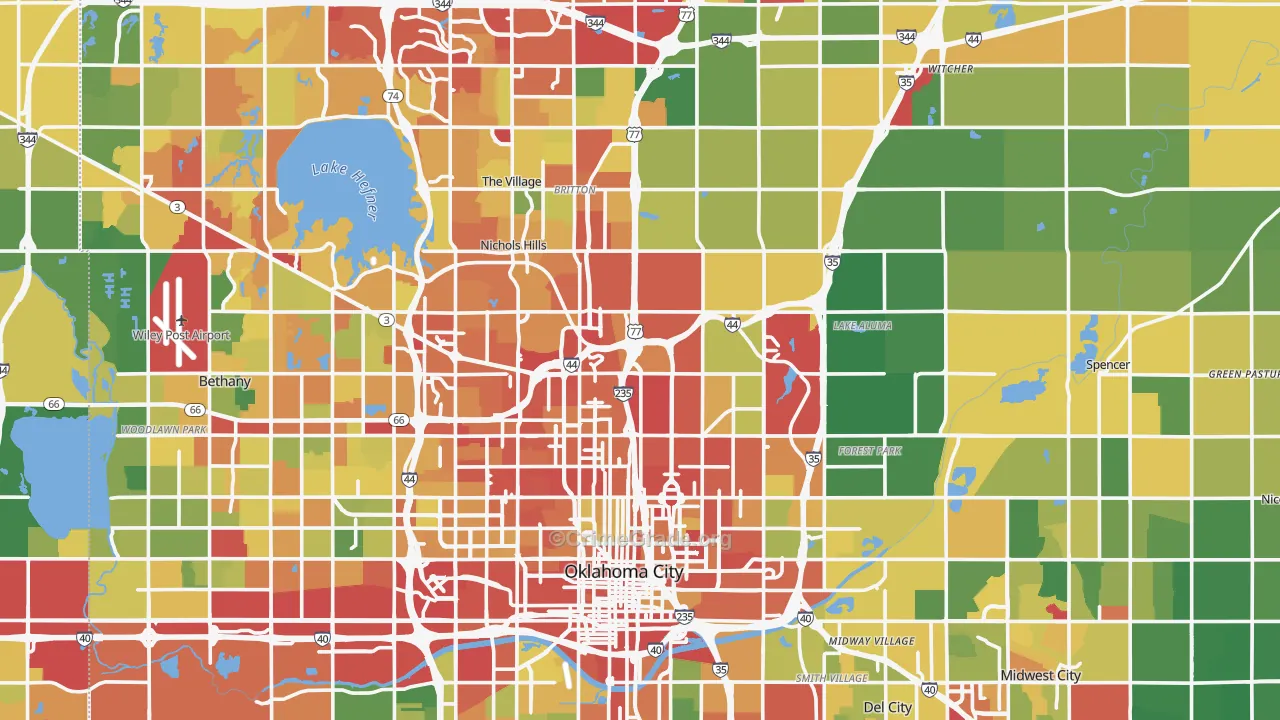 Oklahoma County, OK Map of Drug-Related Crime Rates