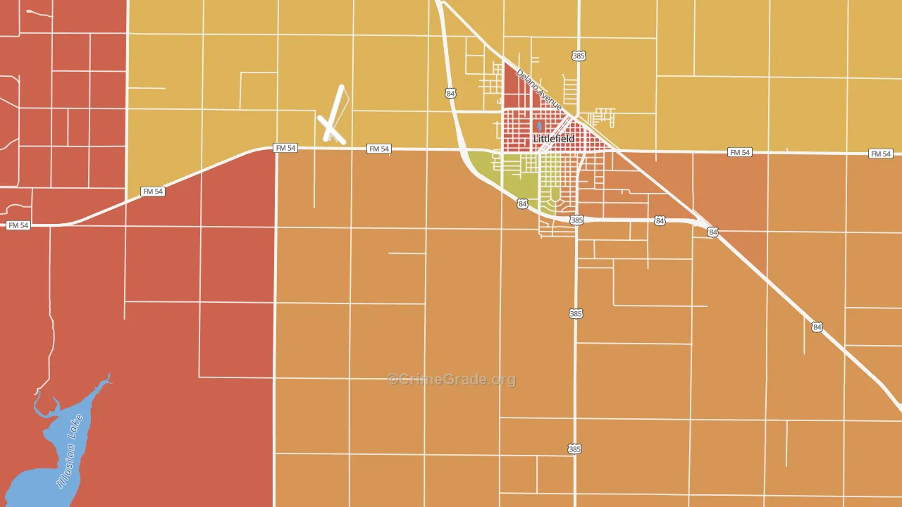 Oklahoma Flat, TX Map of Drug-Related Crime Rates