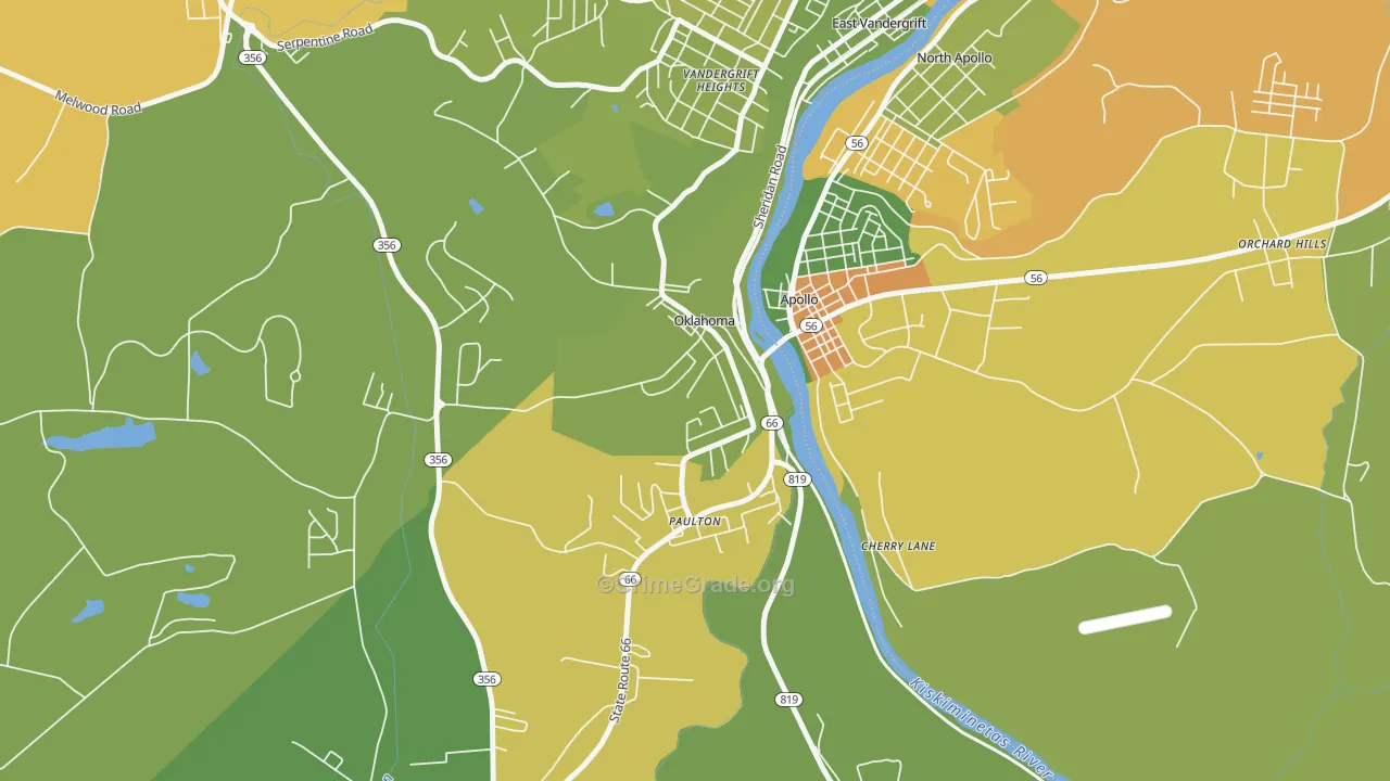 Oklahoma, PA Map of Drug-Related Crime Rates