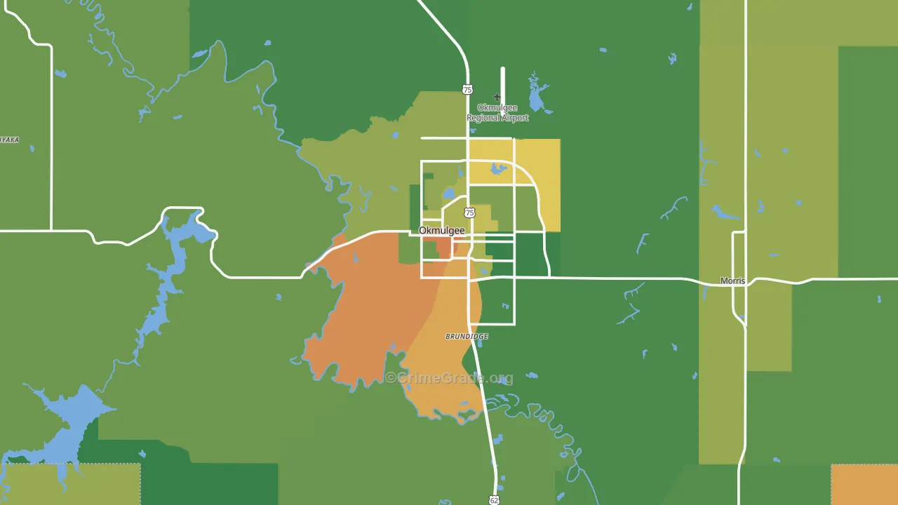 Okmulgee County, OK Map of Drug-Related Crime Rates