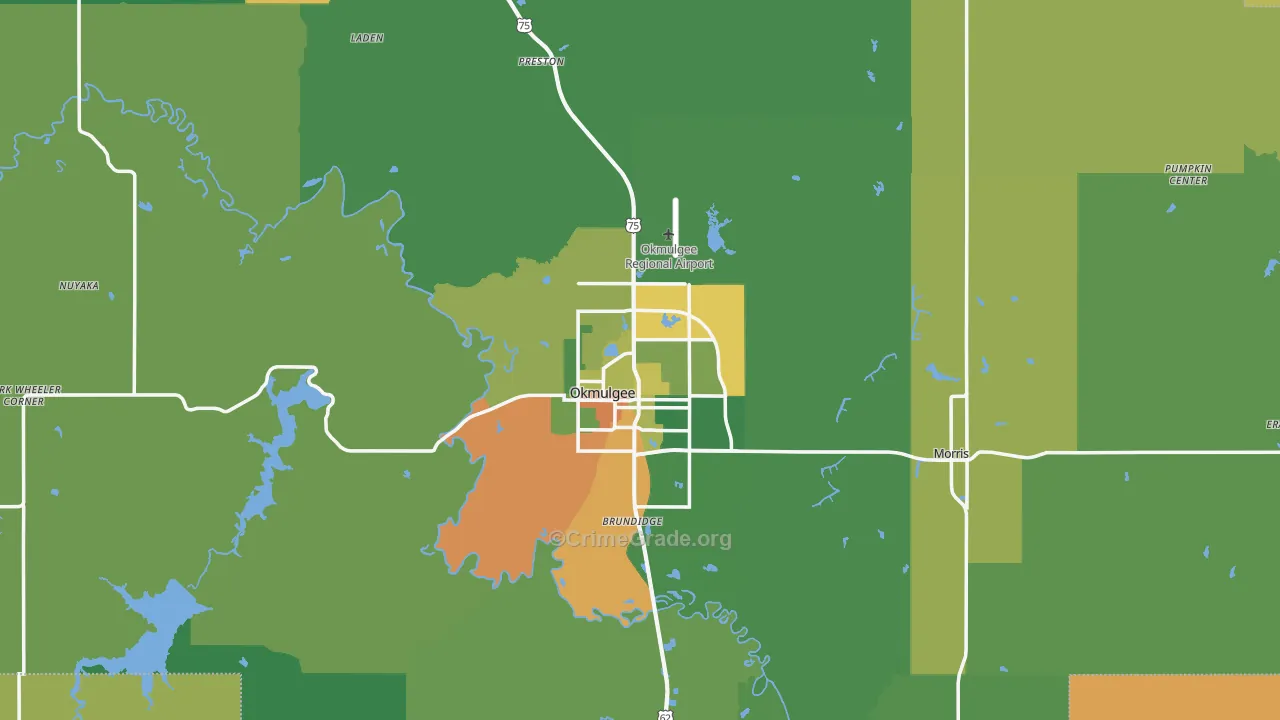 Okmulgee, OK Map of Drug-Related Crime Rates