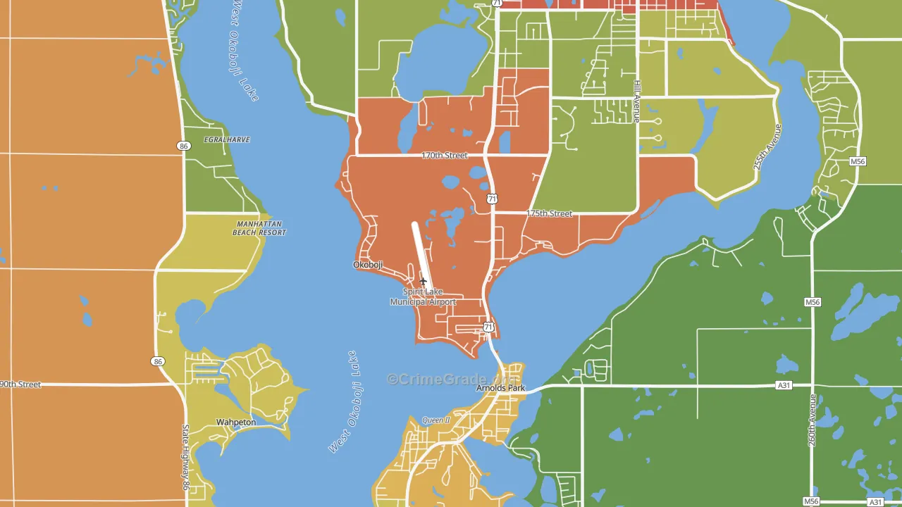 Okoboji, IA Map of Drug-Related Crime Rates