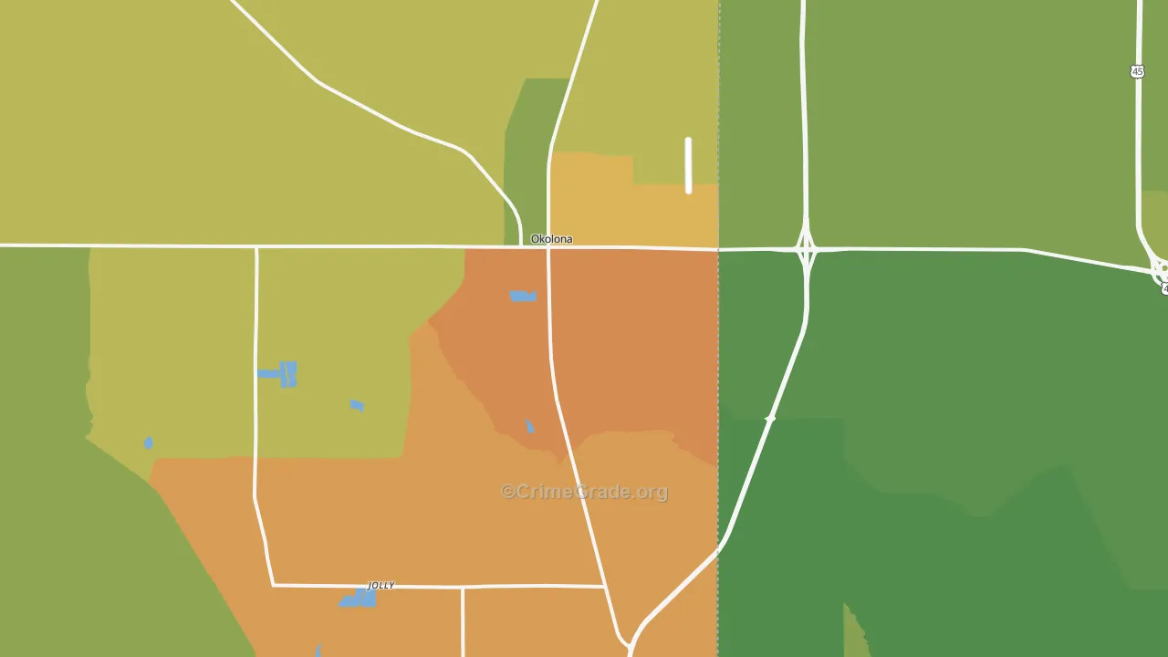 Okolona, MS Map of Drug-Related Crime Rates