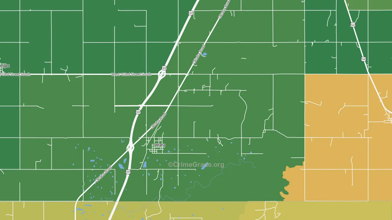 Oktaha, OK Map of Drug-Related Crime Rates