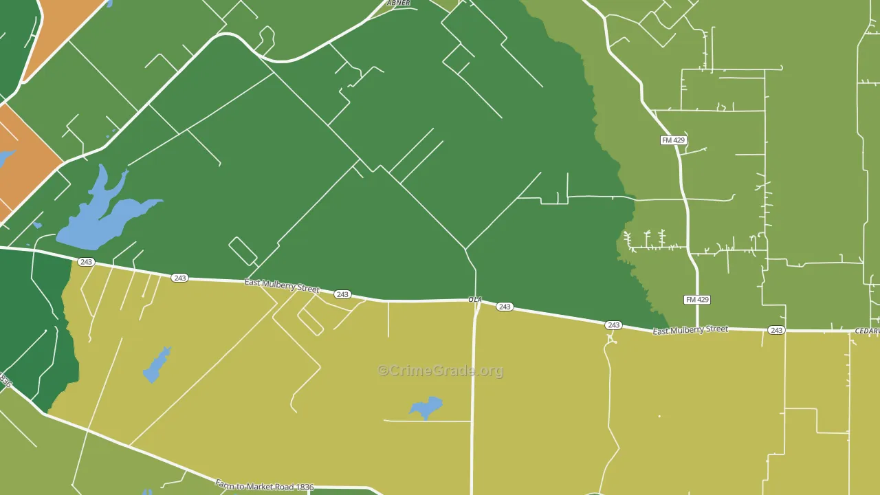 Ola, TX Map of Drug-Related Crime Rates