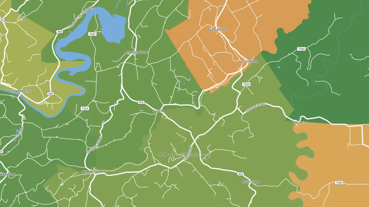 Olanta, PA Map of Drug-Related Crime Rates
