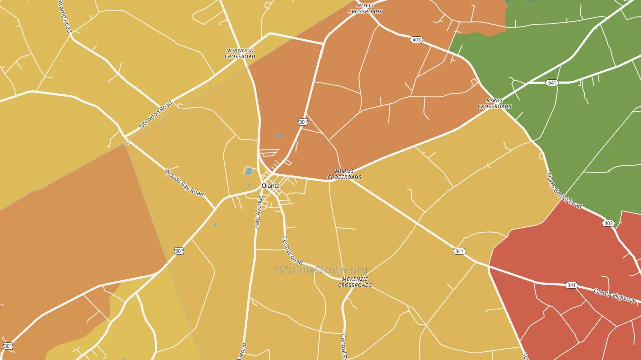 Olanta, SC Map of Drug-Related Crime Rates