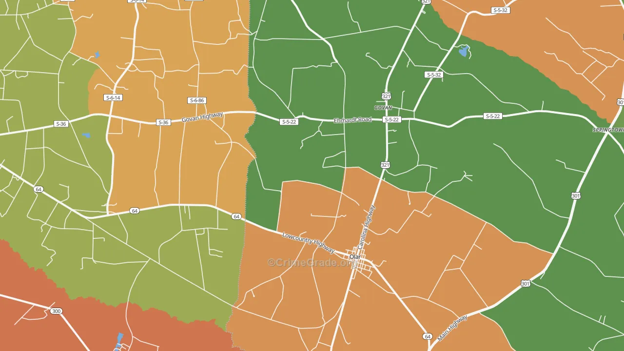 Olar, SC Map of Drug-Related Crime Rates