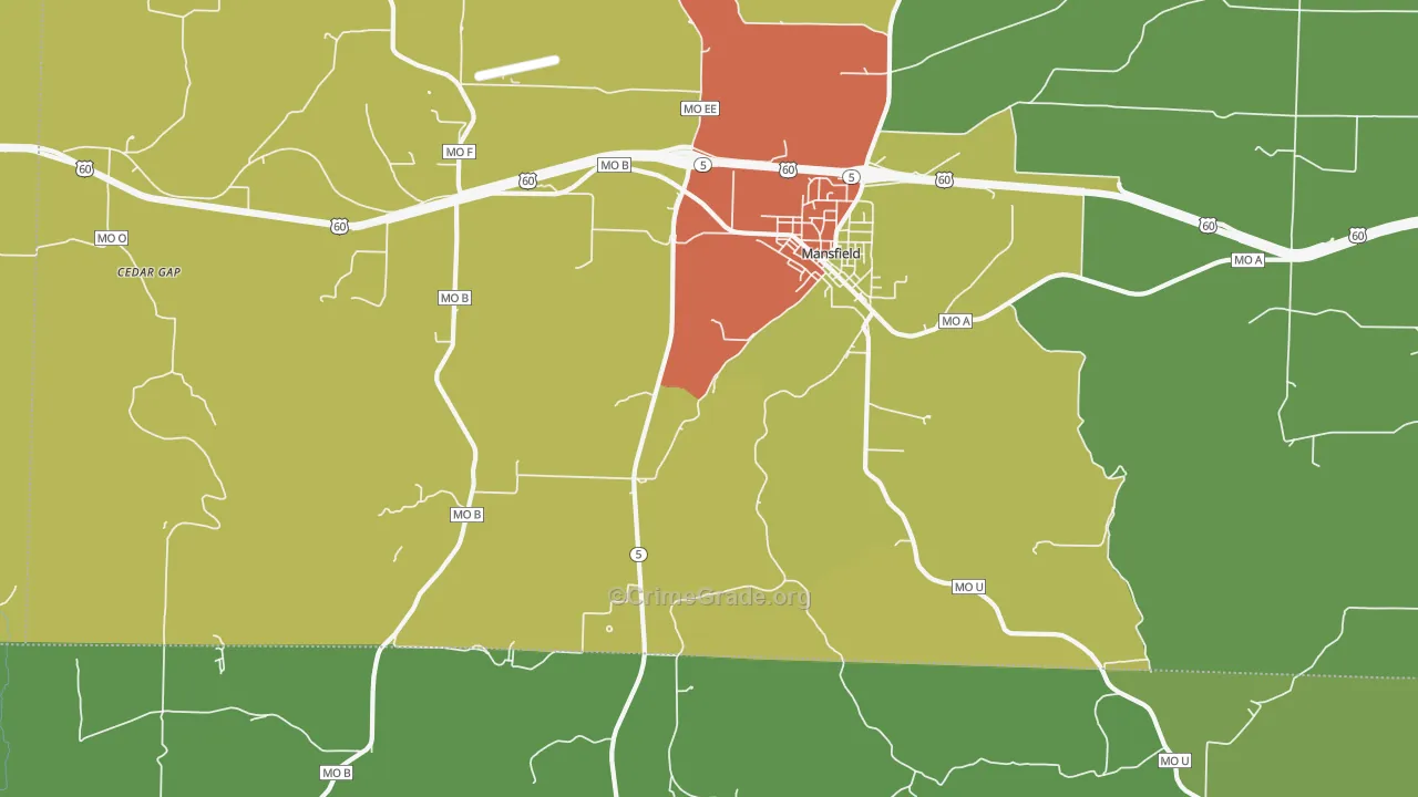 Olathia, MO Map of Drug-Related Crime Rates