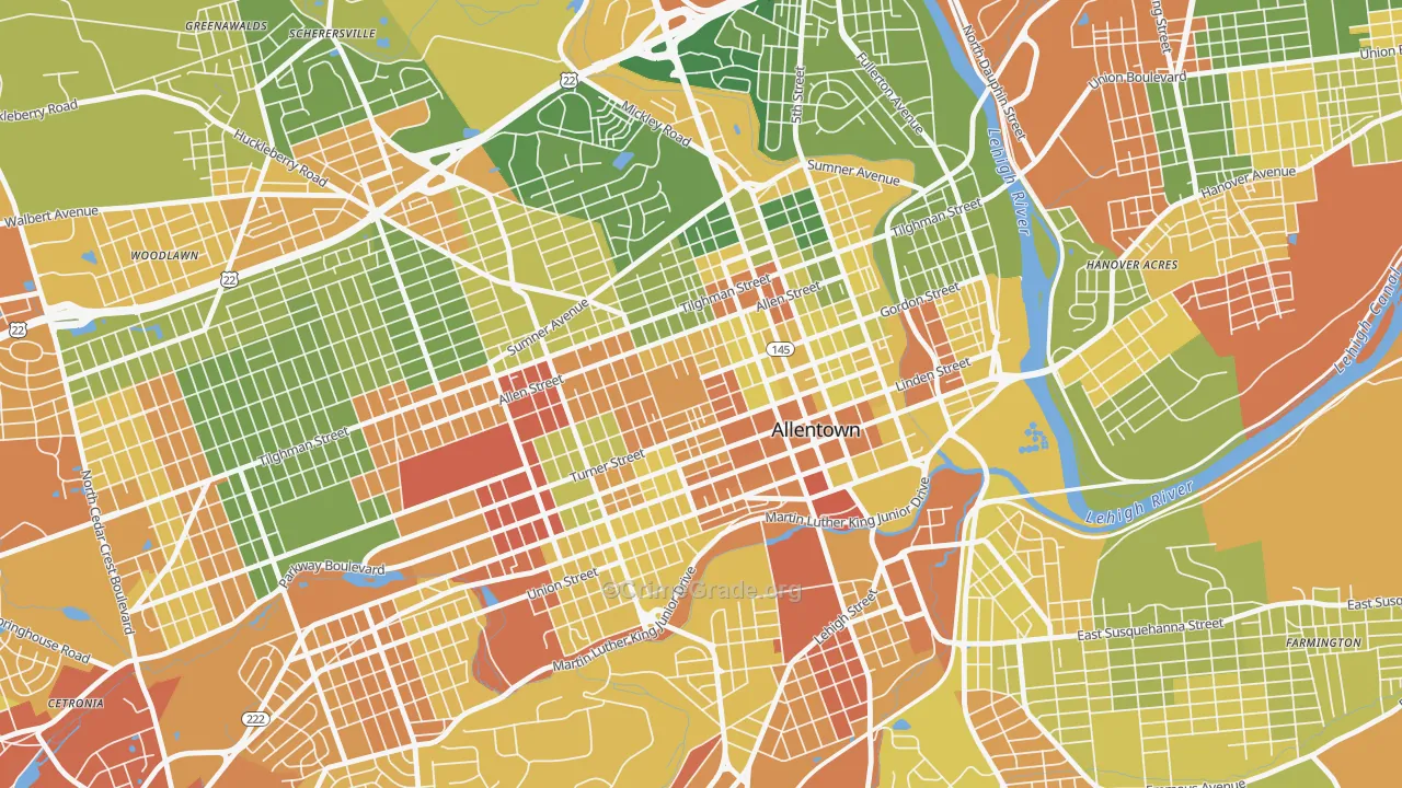 Old Allentown, Allentown, PA Map of Drug-Related Crime Rates