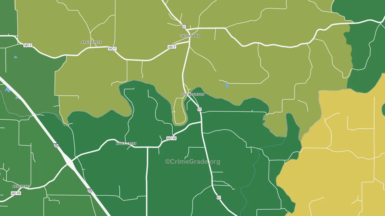 Old Appleton, MO Map of Drug-Related Crime Rates