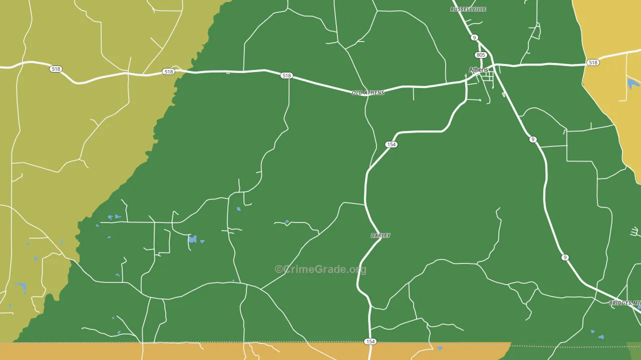 Old Athens, LA Map of Drug-Related Crime Rates