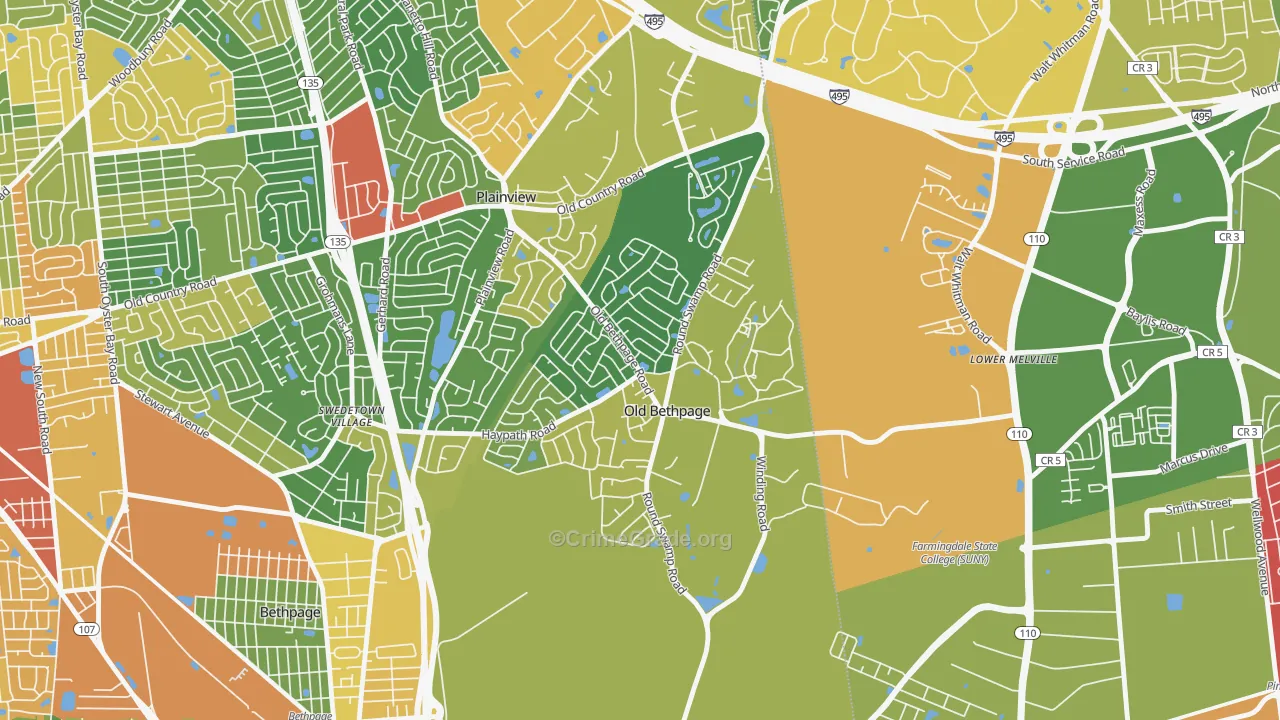 Old Bethpage, NY Map of Drug-Related Crime Rates