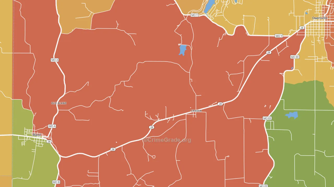 Old Bland, MO Map of Drug-Related Crime Rates