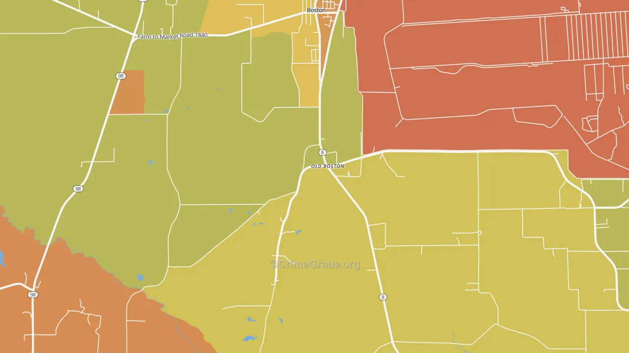Old Boston, TX Map of Drug-Related Crime Rates