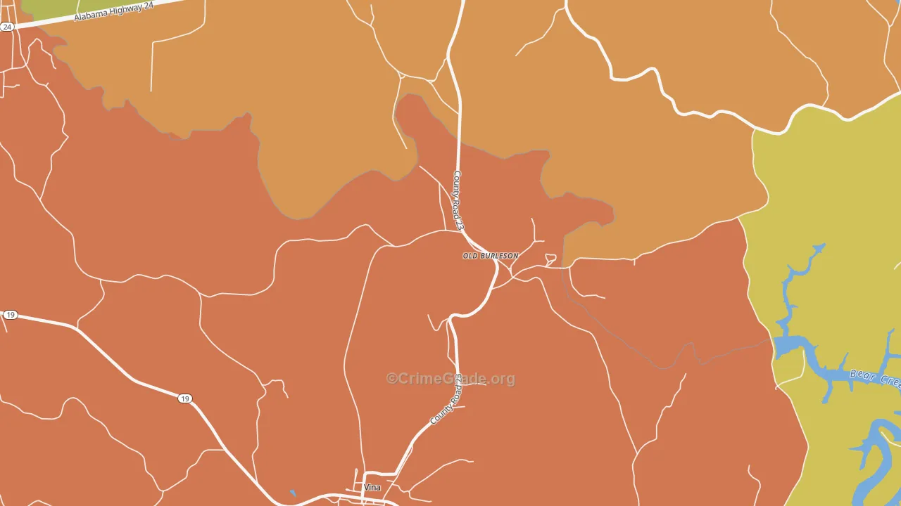 Old Burleson, AL Map of Drug-Related Crime Rates