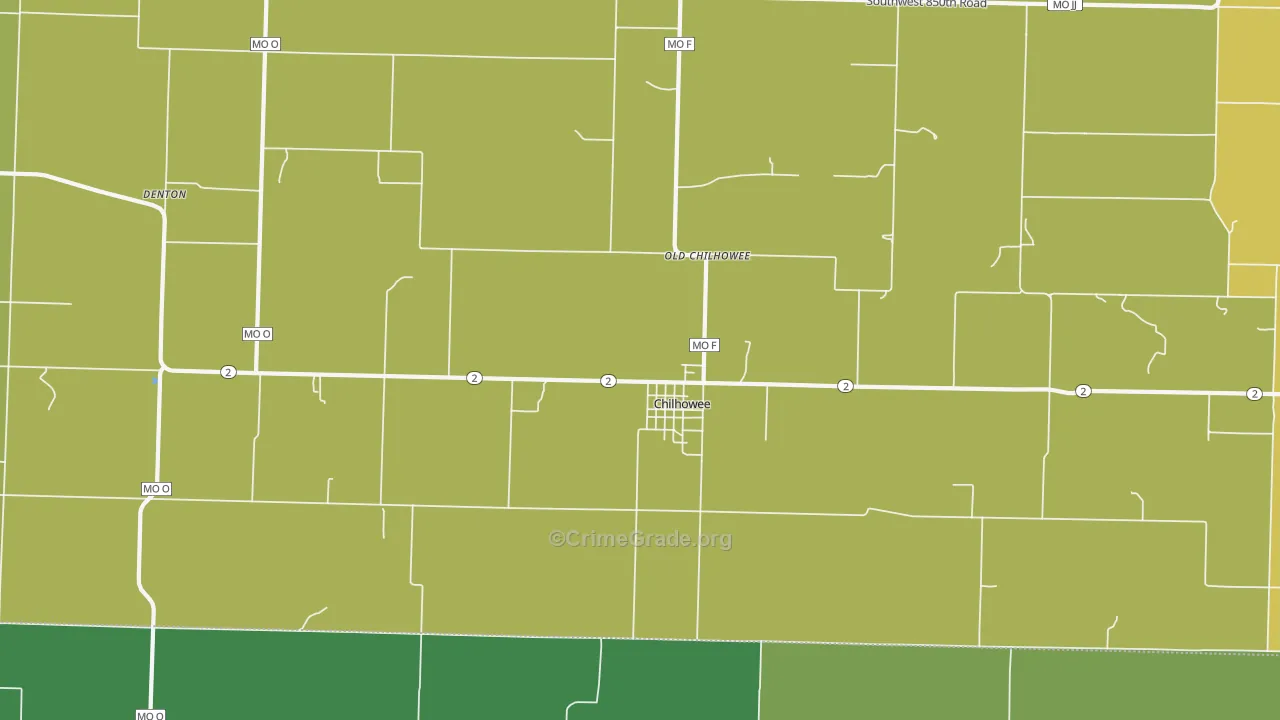 Old Chilhowee, MO Map of Drug-Related Crime Rates