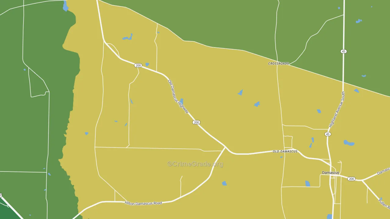 Old Damascus, GA Map of Drug-Related Crime Rates