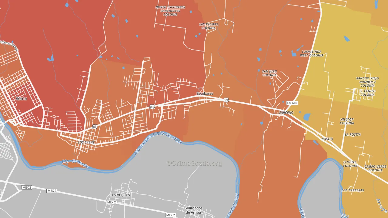 Old Escobares, TX Map of Drug-Related Crime Rates