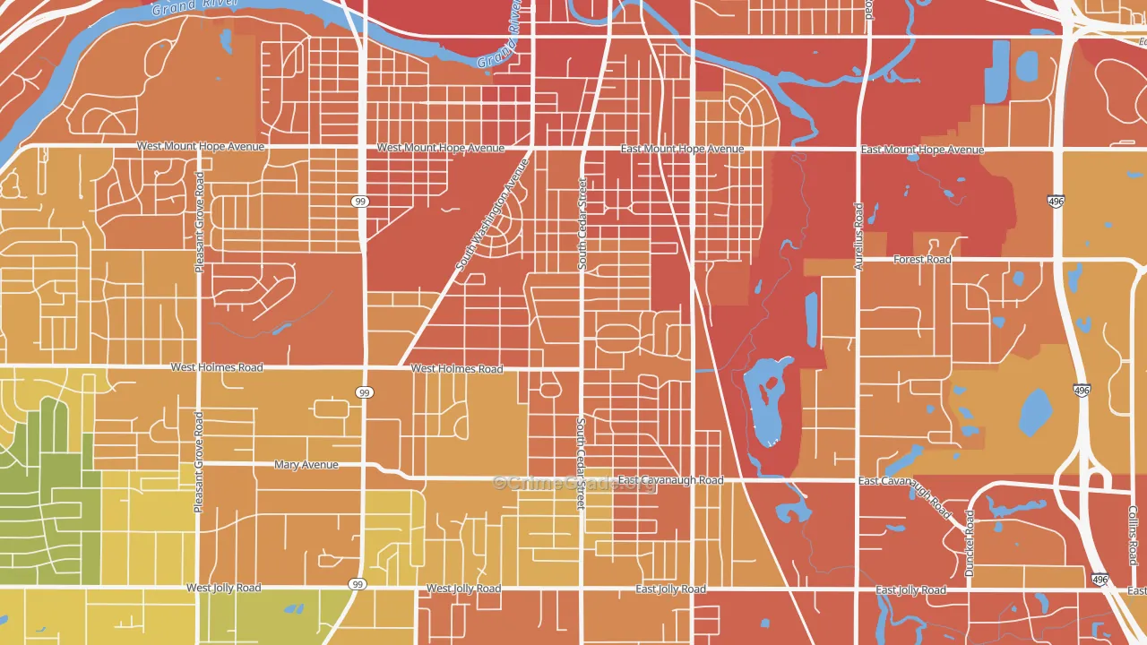 Old Everett, Lansing, MI Map of Drug-Related Crime Rates